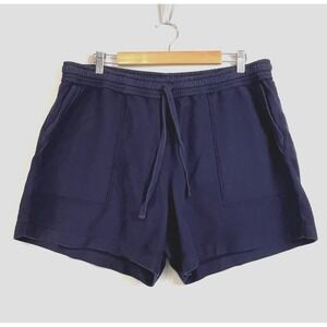 SUNDANCE‎ Shorts Womens Size XL Solid Navy Blue Cotton Elastic Waist 4.5" Inseam